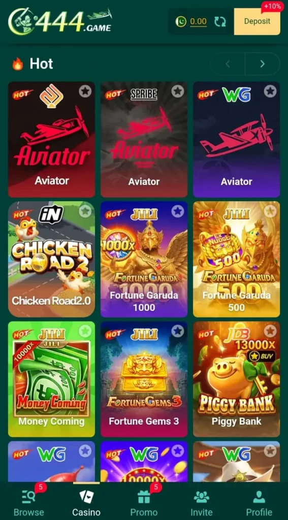 C444 game interface