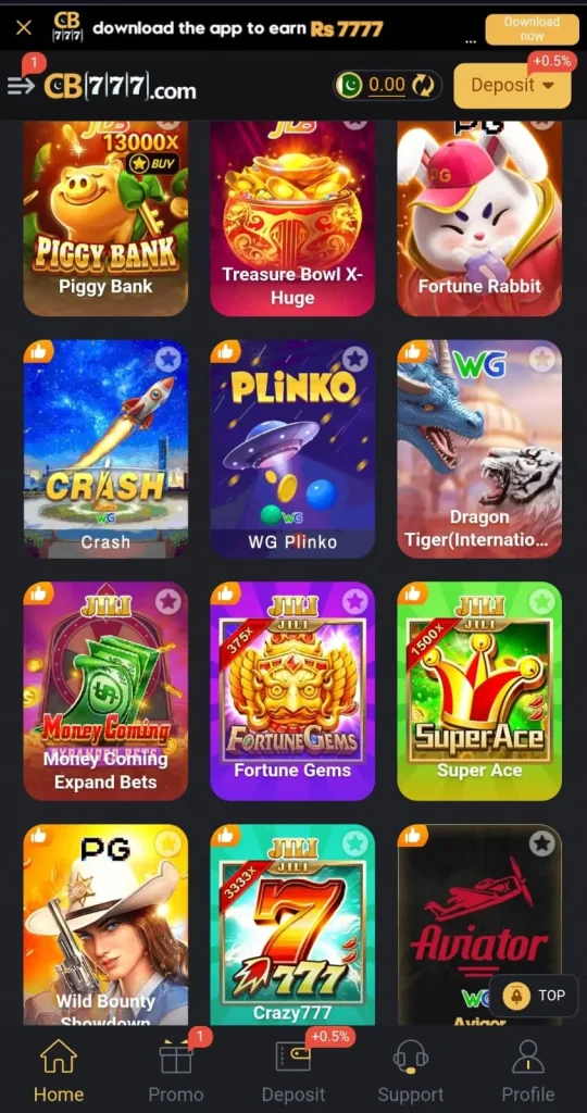 Cb777 game interface